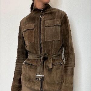Vintage Italian Brown Suede Leather Jacket- S